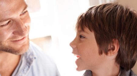 Dad talks with son about exercise