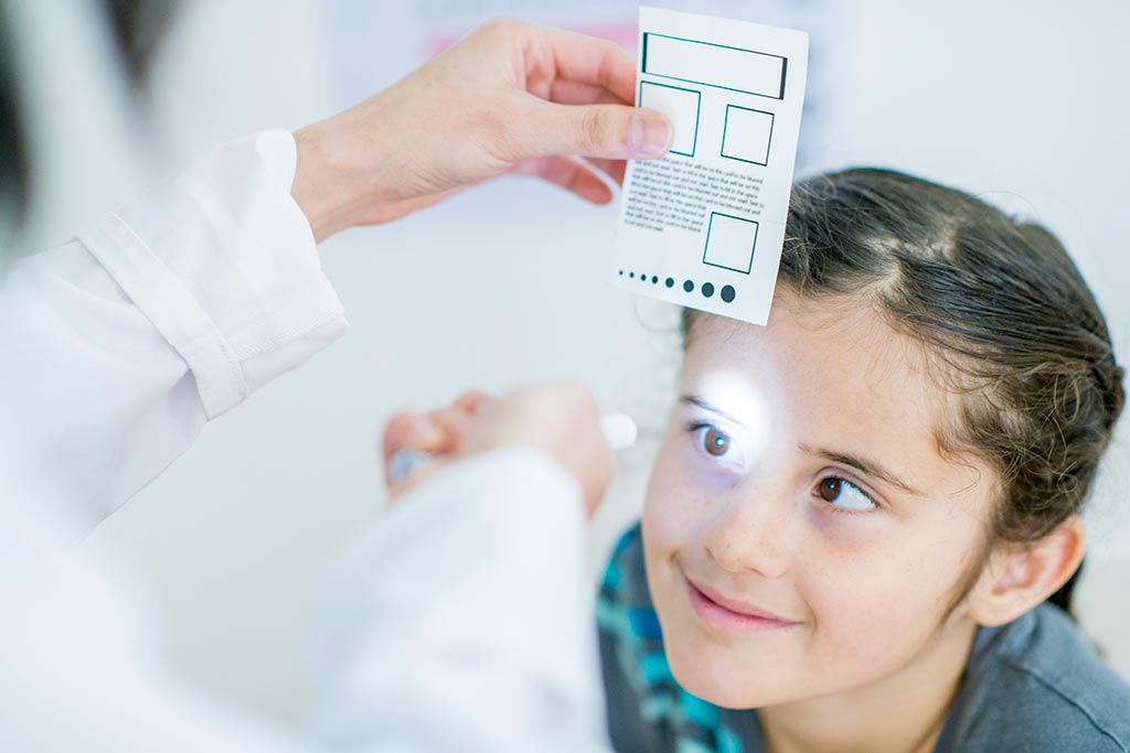 Young child getting an eye exam