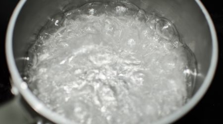 A pot of boiling water