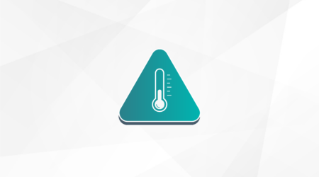 Triangle symbol with a thermometer inside